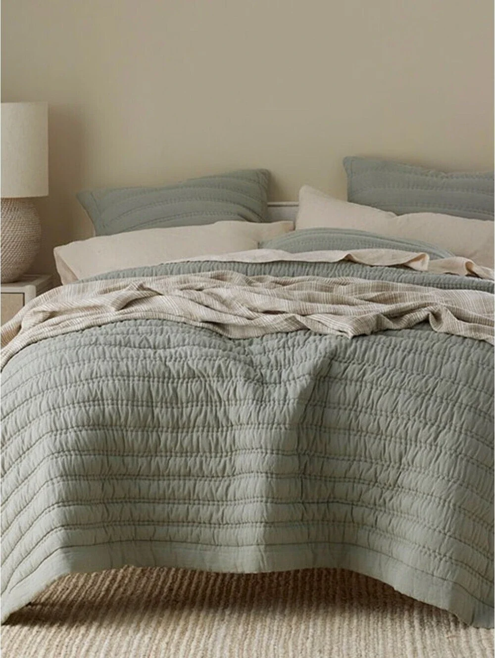 The Company Store Legends Hotel Washed Linen Quilt King Moss Green
